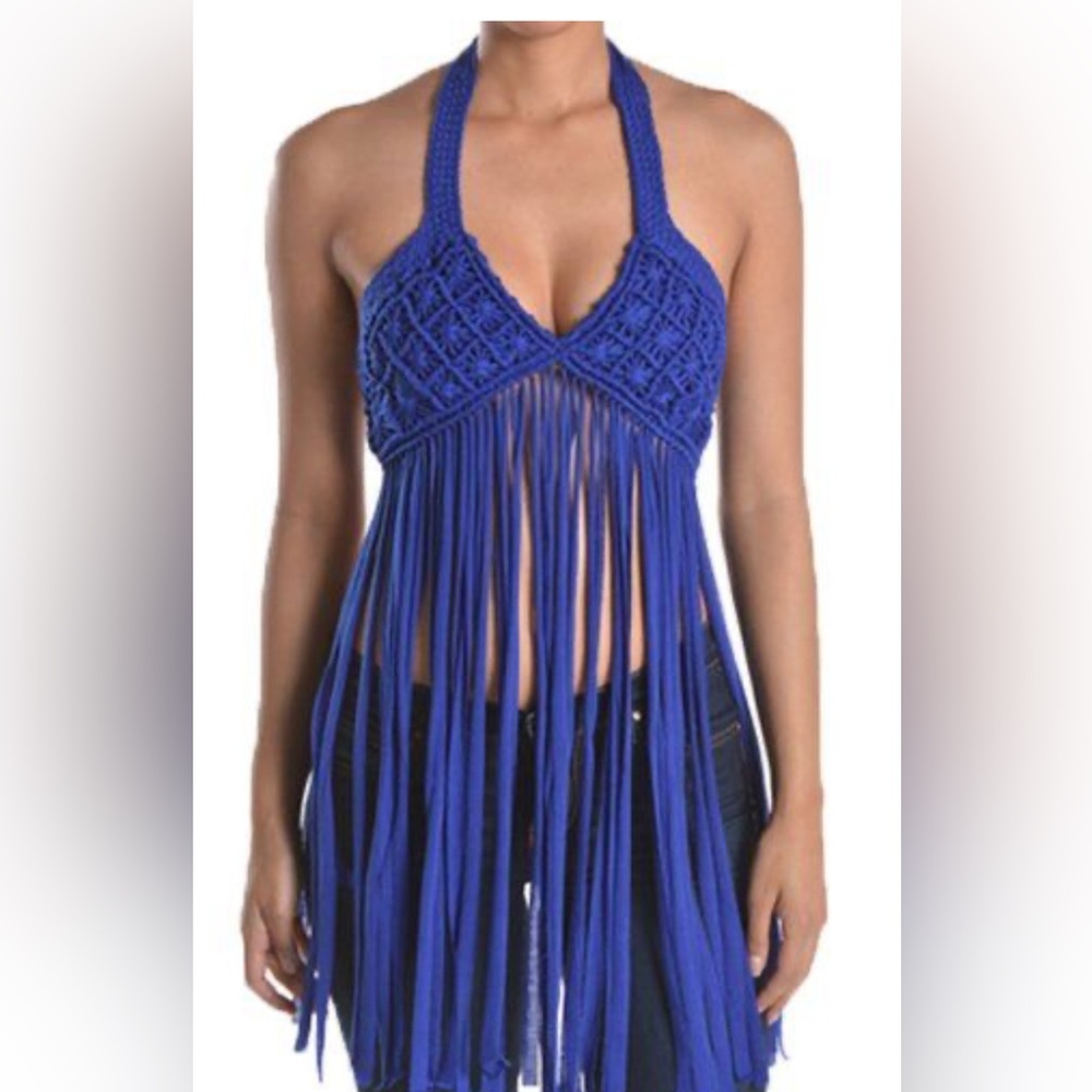 Blue Crochet Fringe bikini 👙 cover (A271)Festival Season